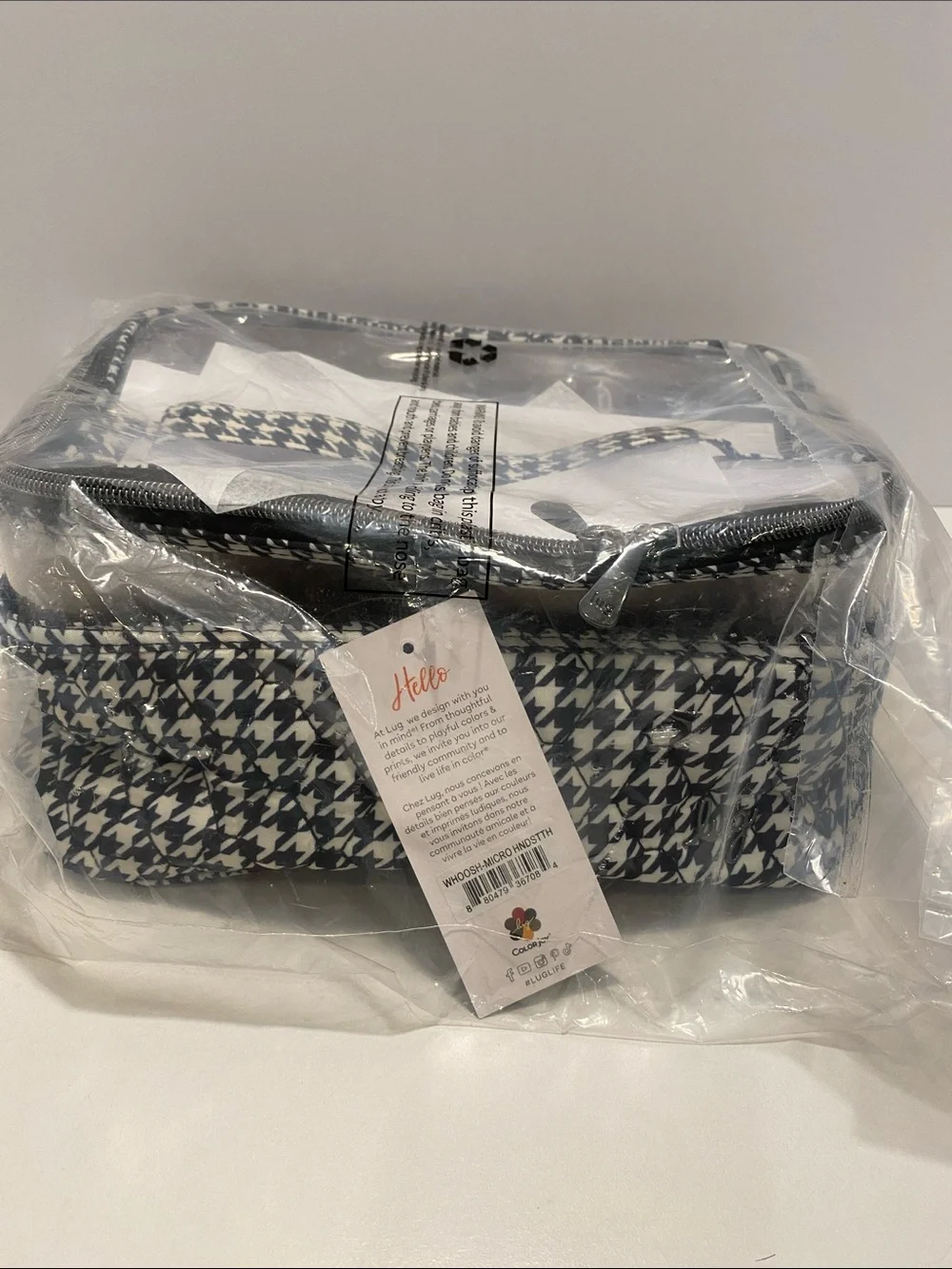 lug Whoosh Cosmetic & Makeup Case NWT Micro Houndstooth